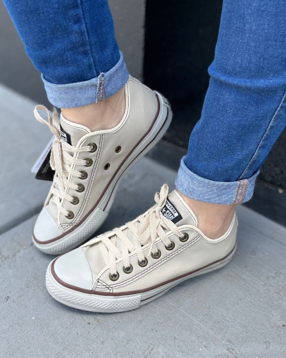 TÊNIS ALL STAR CONVERSE - CANO BAIXO - BEGE COM DOURADO