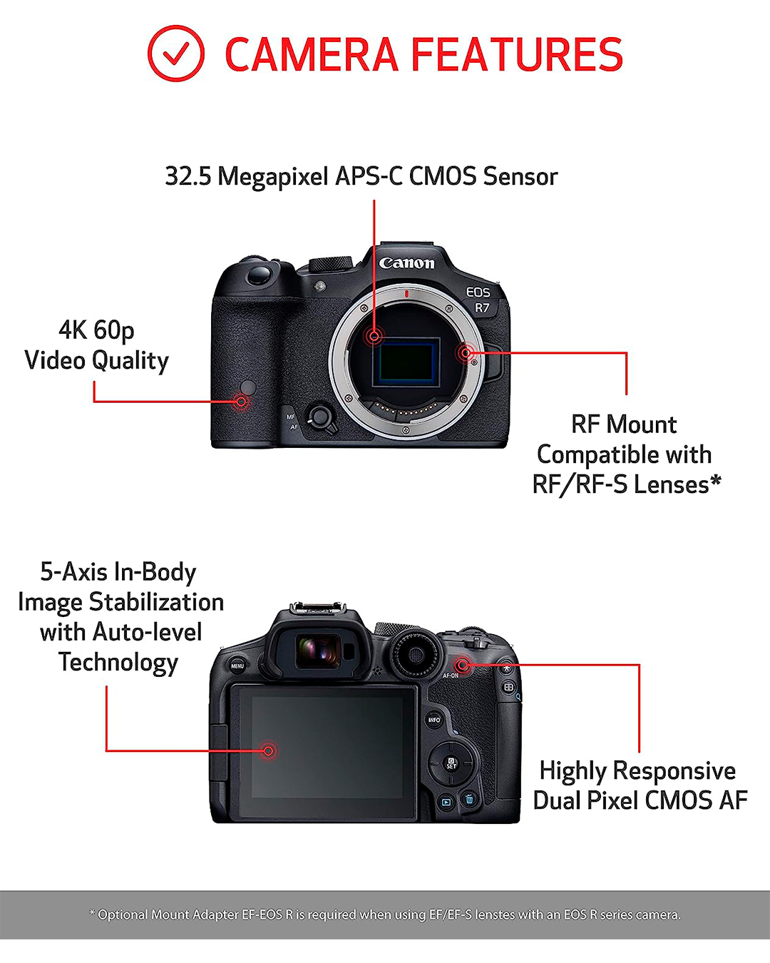 Câmera Canon EOS R7 32.5MP 3.0 - Mais Store