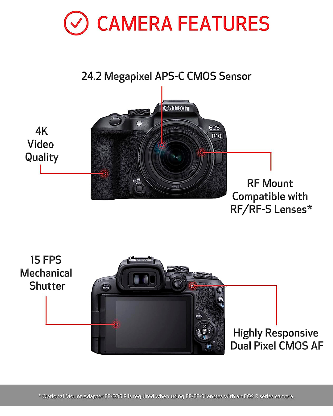 Câmera Canon Eos R10 Kit 18-150MM Is STM - Mais Store