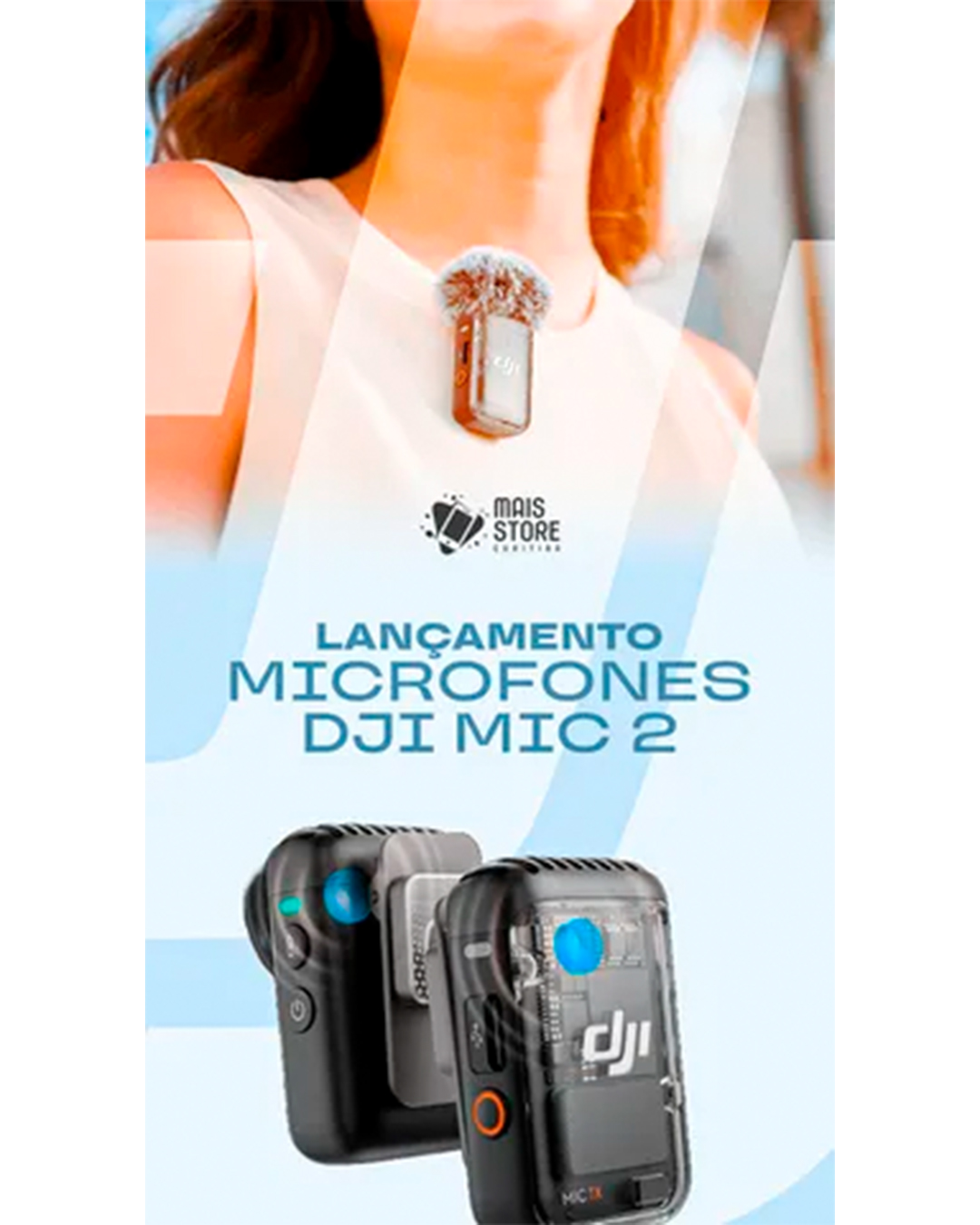 Microfone Dji Mic 2 (2 TX + 1 RX + Charging Case) - Mais Store