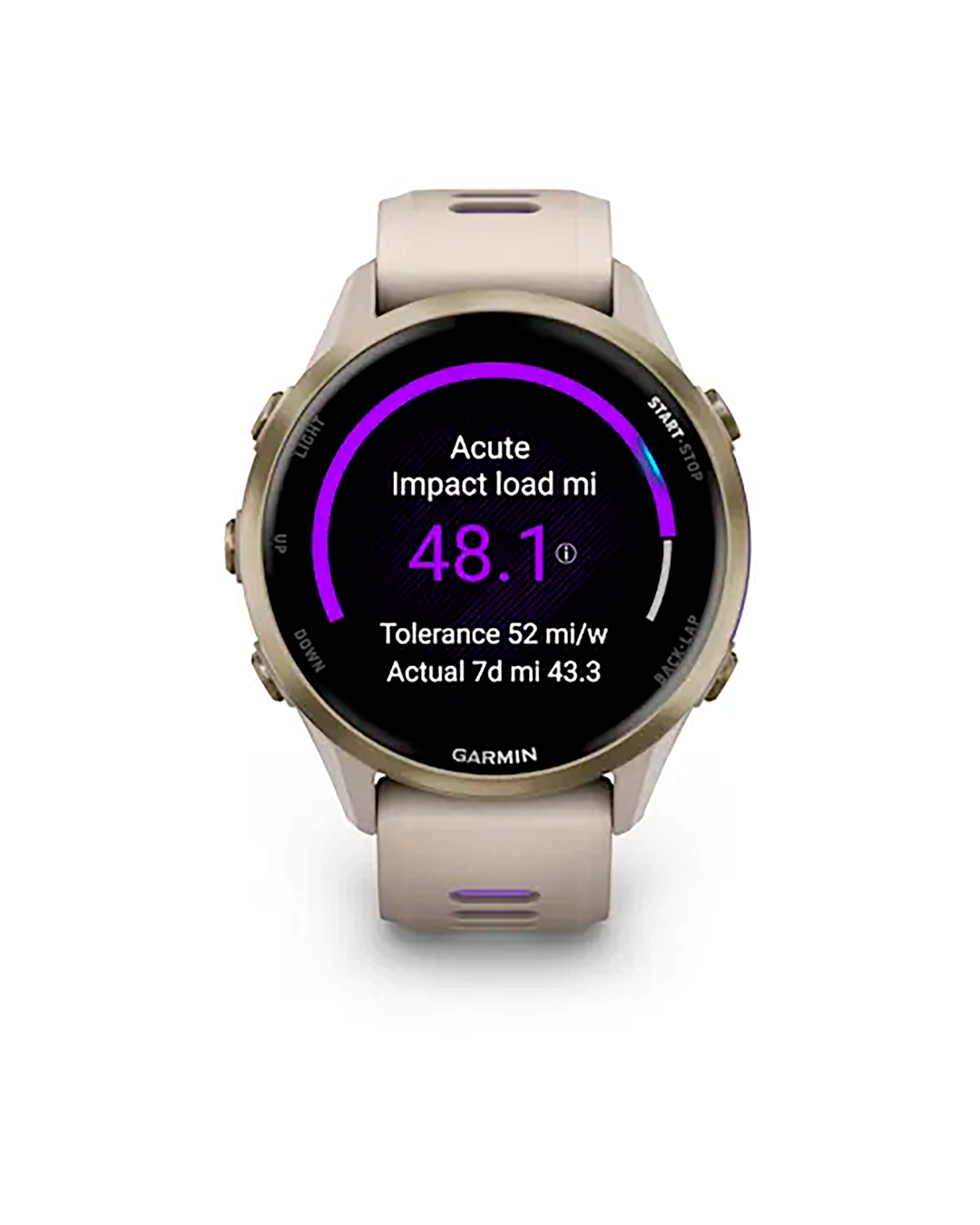 Relógio Garmin Forerunner 970 - Soft Gold Titanium with French