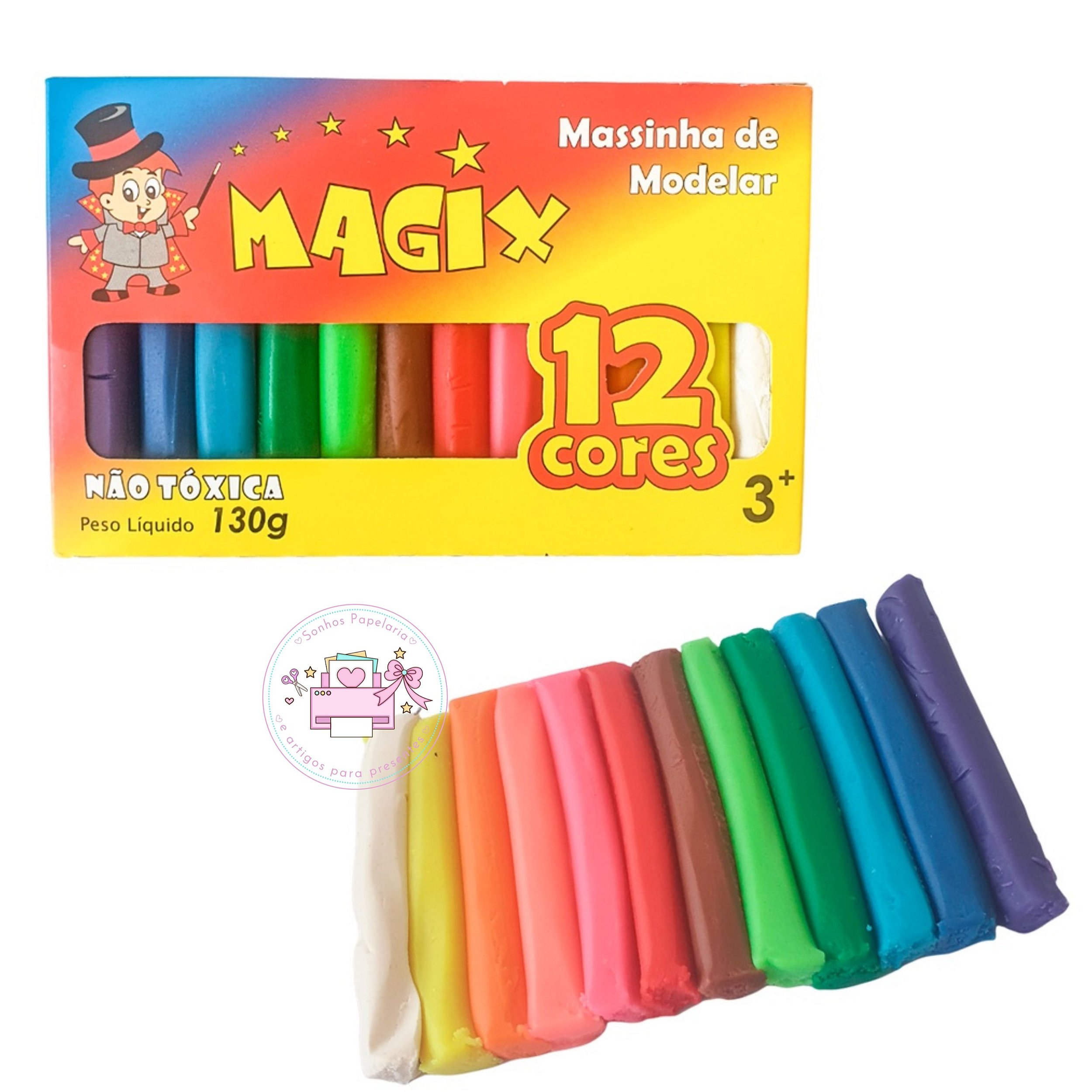 Massinha de Modelar MAGIX c/ 12 Cores - Grande - Sonhos Papelaria