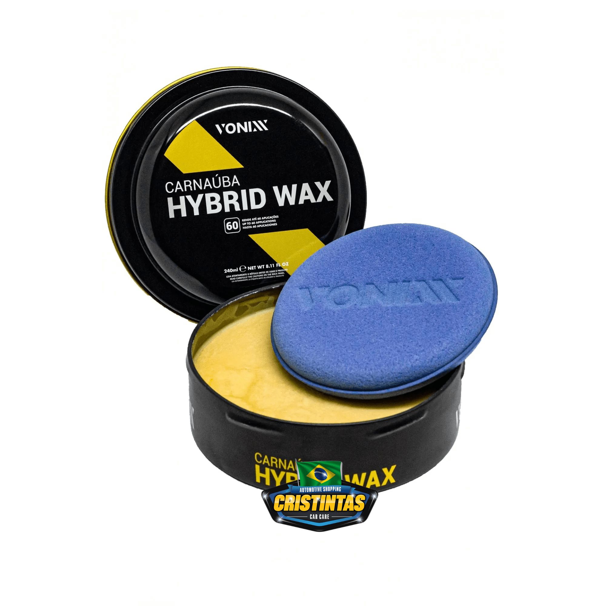 Hybrid Wax Cera de Carnaúba 240g Vonixx Cristintas Car Care