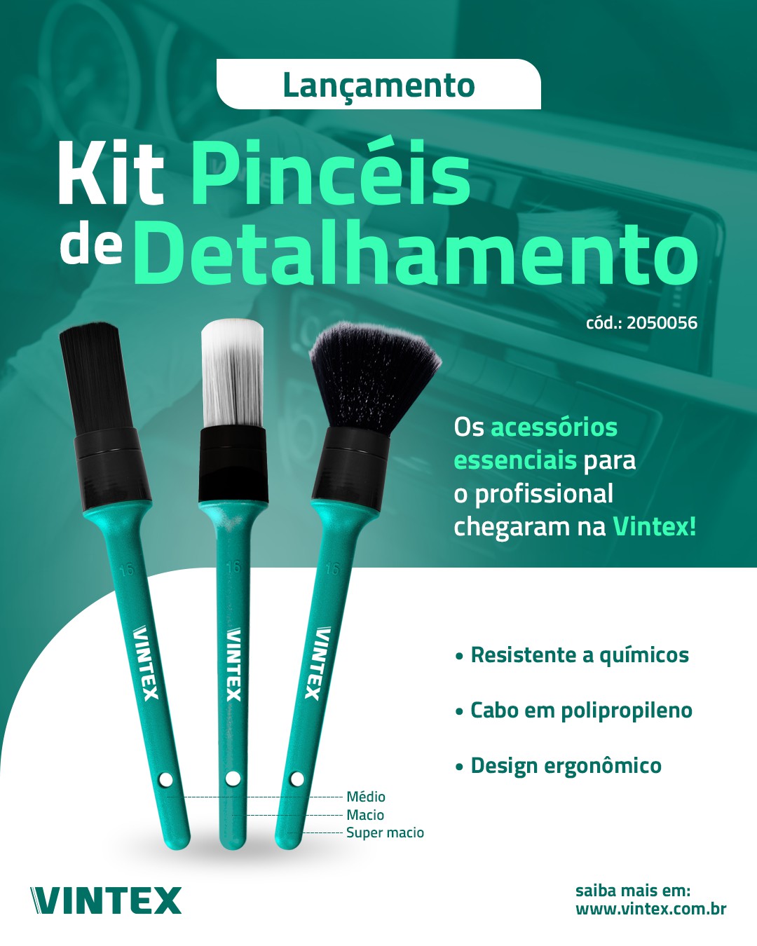 Kit de Pincéis Detalhamento Vintex 3 Unidades - Cris Car Care ...