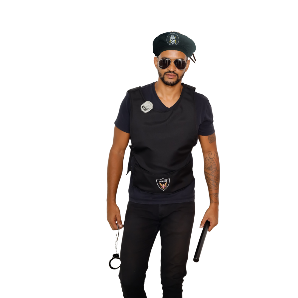 Kit Policial Adulto Masculino Colete E Quepe Fantasia Policial Batalhão  Bope Profissão Polícia Segurança - Fantasias do Ó