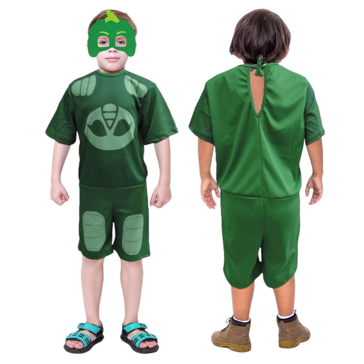 Fantasia Pj Mask Infantil Menino Gato Lagartixo Macacão Curto Super ...