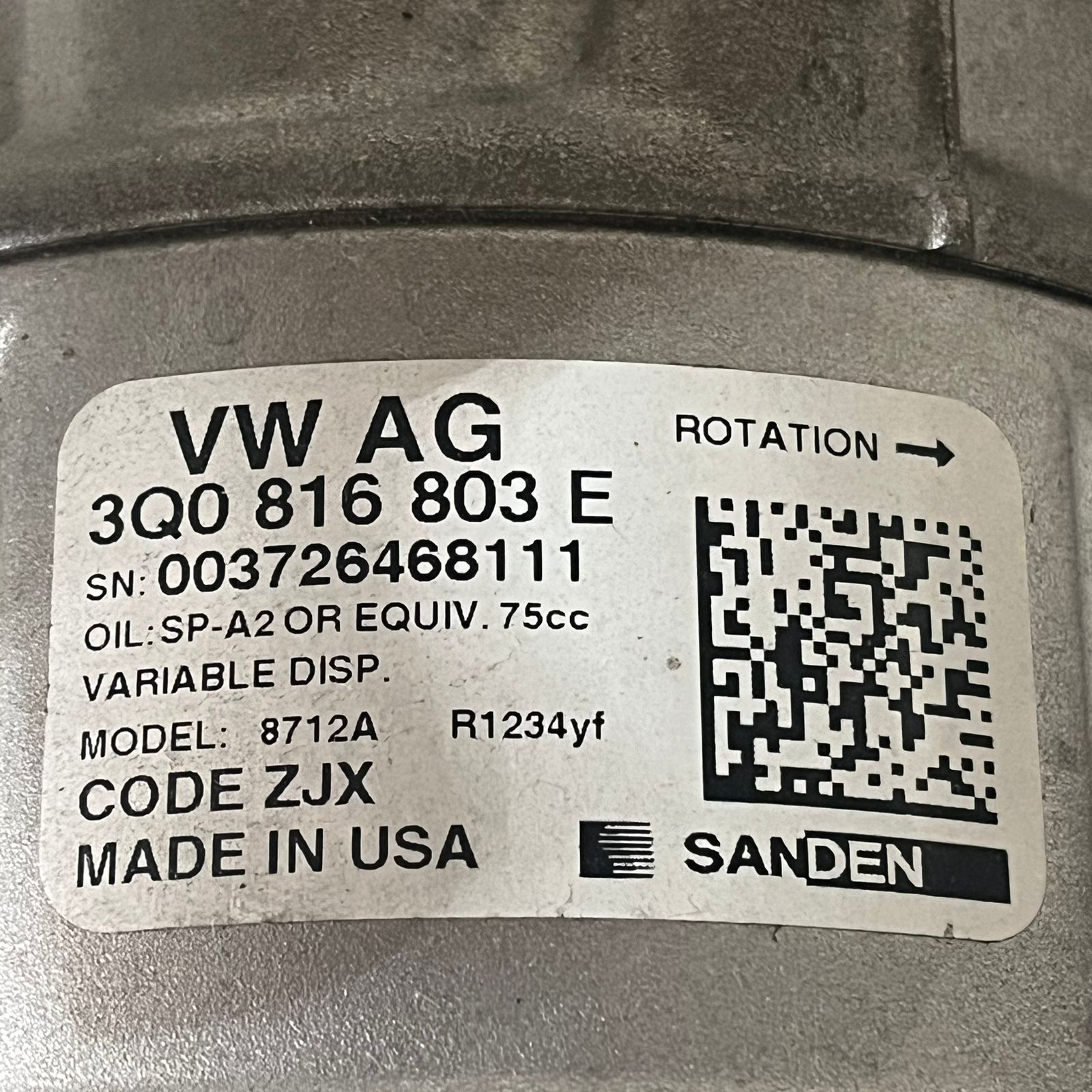 COMPRESSOR AC VOLKSWAGEN T-CROSS TSI 1.0 2020 CODIGO VOLKSWAGEN