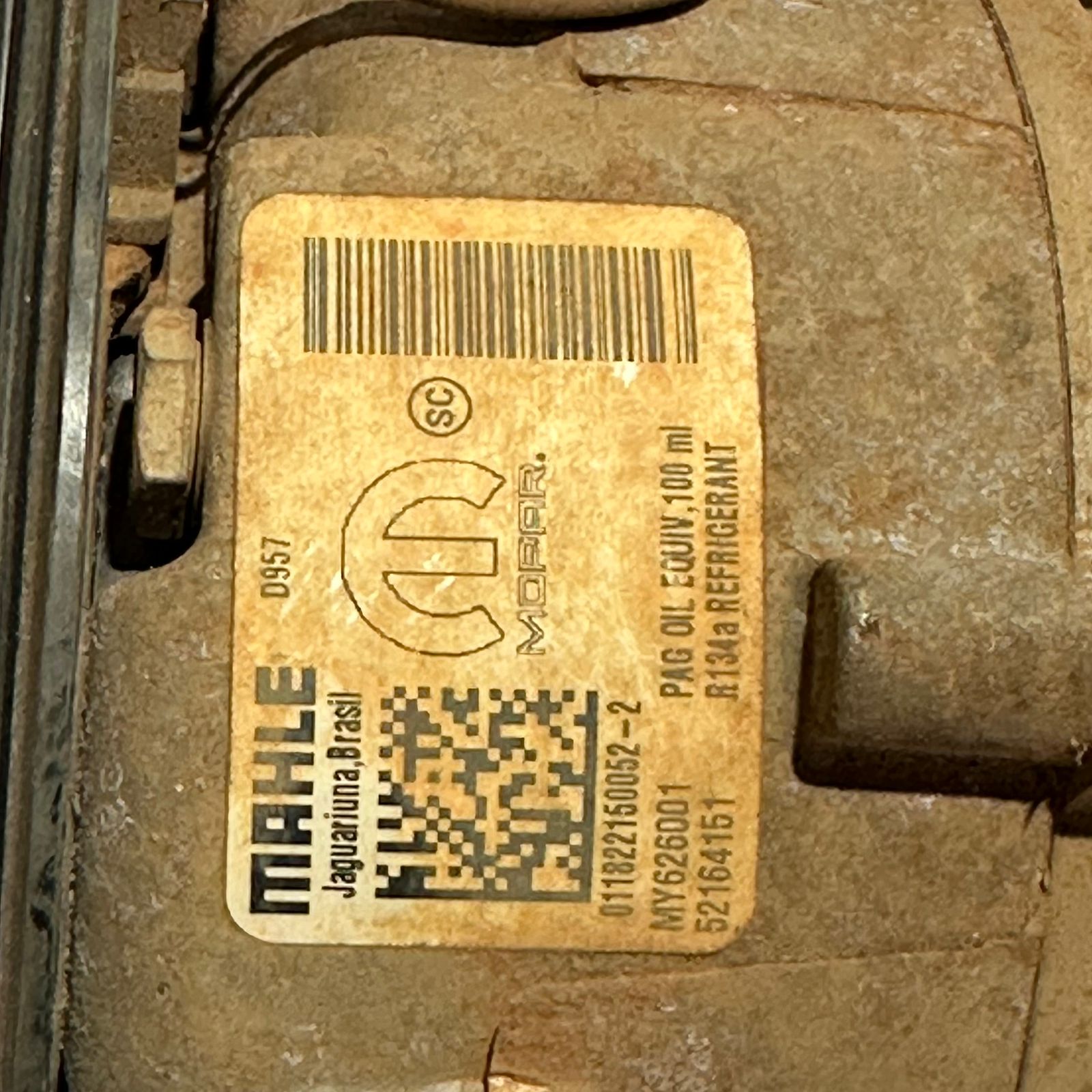 COMPRESSOR AC FIAT FIORINO STRADA MOBI UNO 2022 MAHLE 52149819 - CDV ...