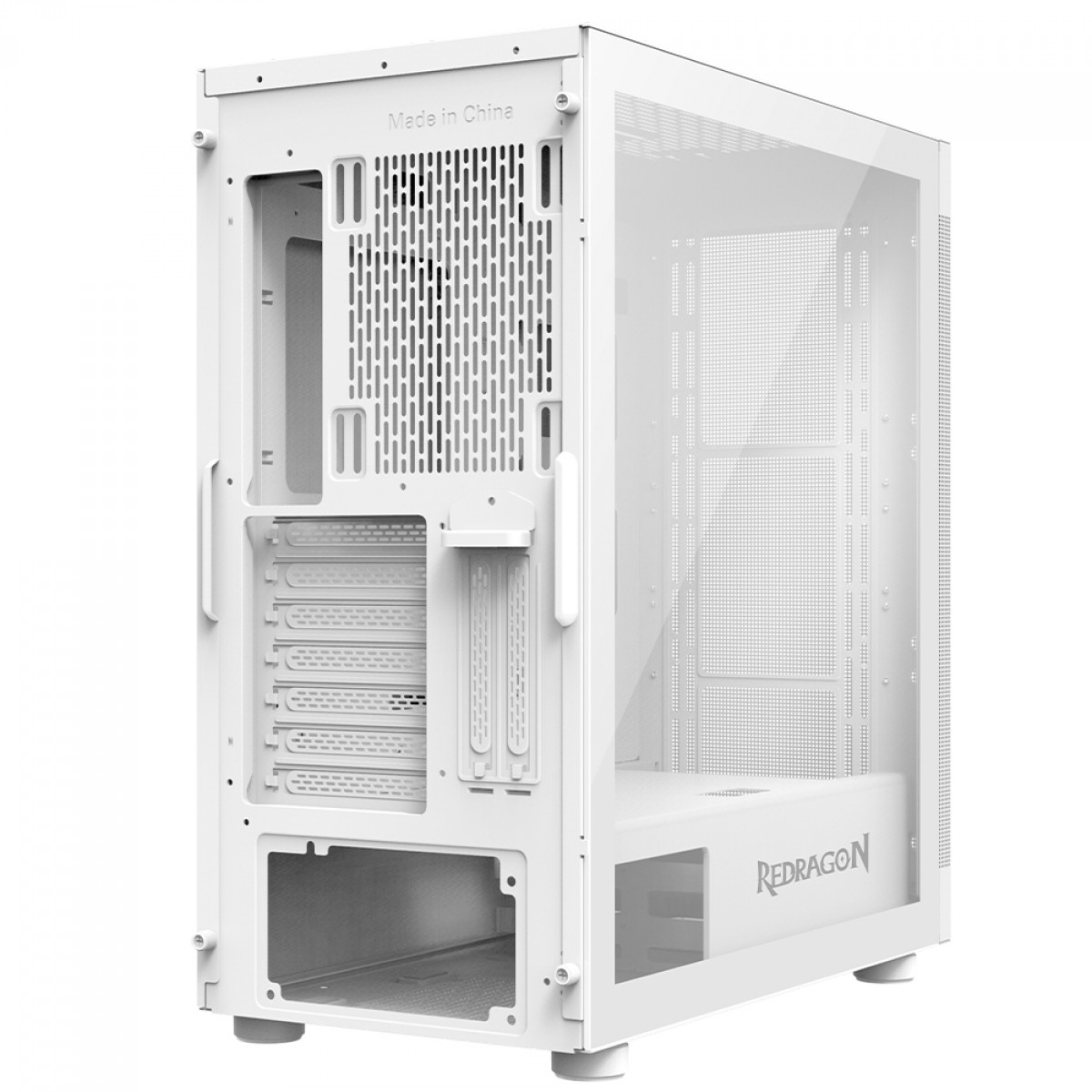 Gabinete Redragon Aeroglass Lunar White CA-602W