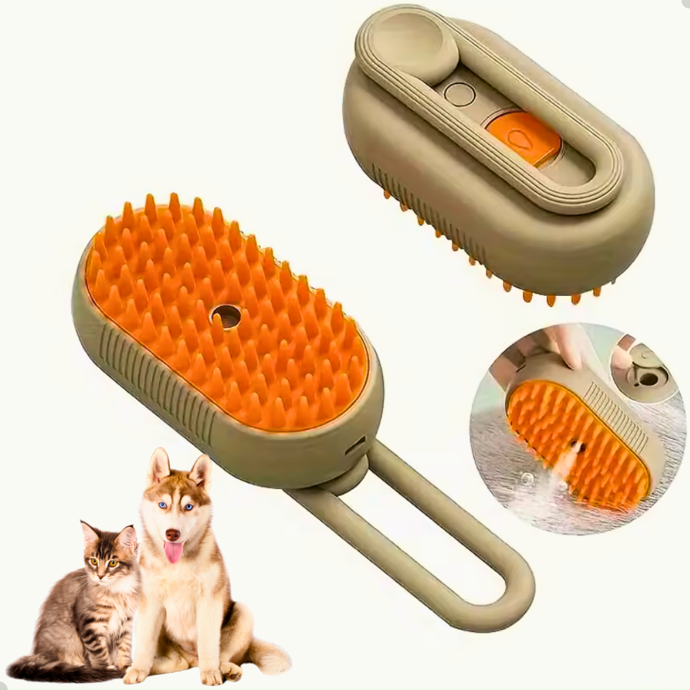 Escova Vapor Pet 3 Em 1 Para Gatos Cachorros Elétrica Recarregavel  Massageia Remove E Limpa Pelos - e-FCS Store