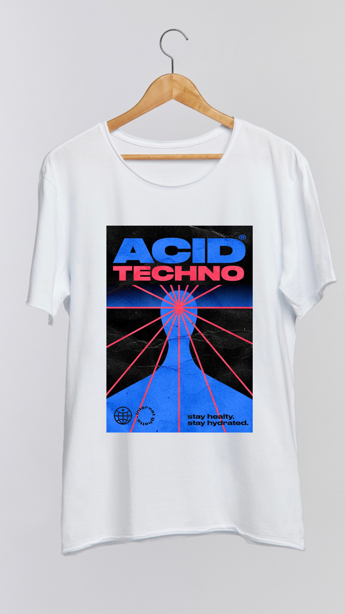 Camiseta ACID TECHNO 100 algodao corte a fio branca beatshirts
