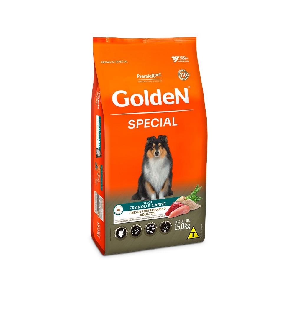 GOLDEN SPECIAL CAES ADULTOS PORTE PEQUENO 15 KG - A casa do seu PET