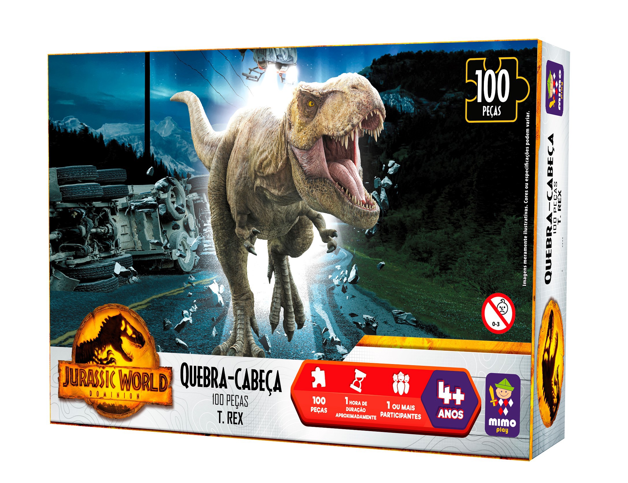 JOGO QUEBRA CABEÇA INFANTIL T-REX JURASSIC WORLD MIMO TOYS REF: 2056 4 ANOS  +