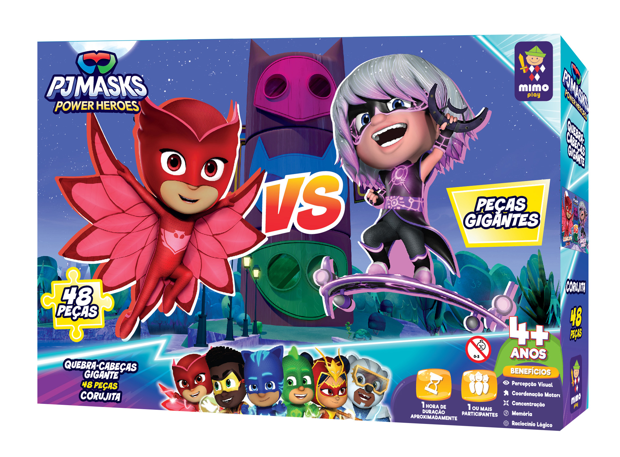 Quebra-Cabeça - 60 Peças - PJ Masks - Corujita e Menino Gato - Grow -  PBKIDS Mobile