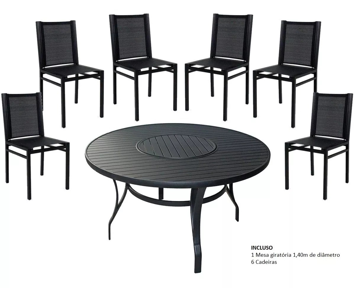 Conjunto de Mesa com 6 cadeiras Mary - Raizes Móveis Artefatos em