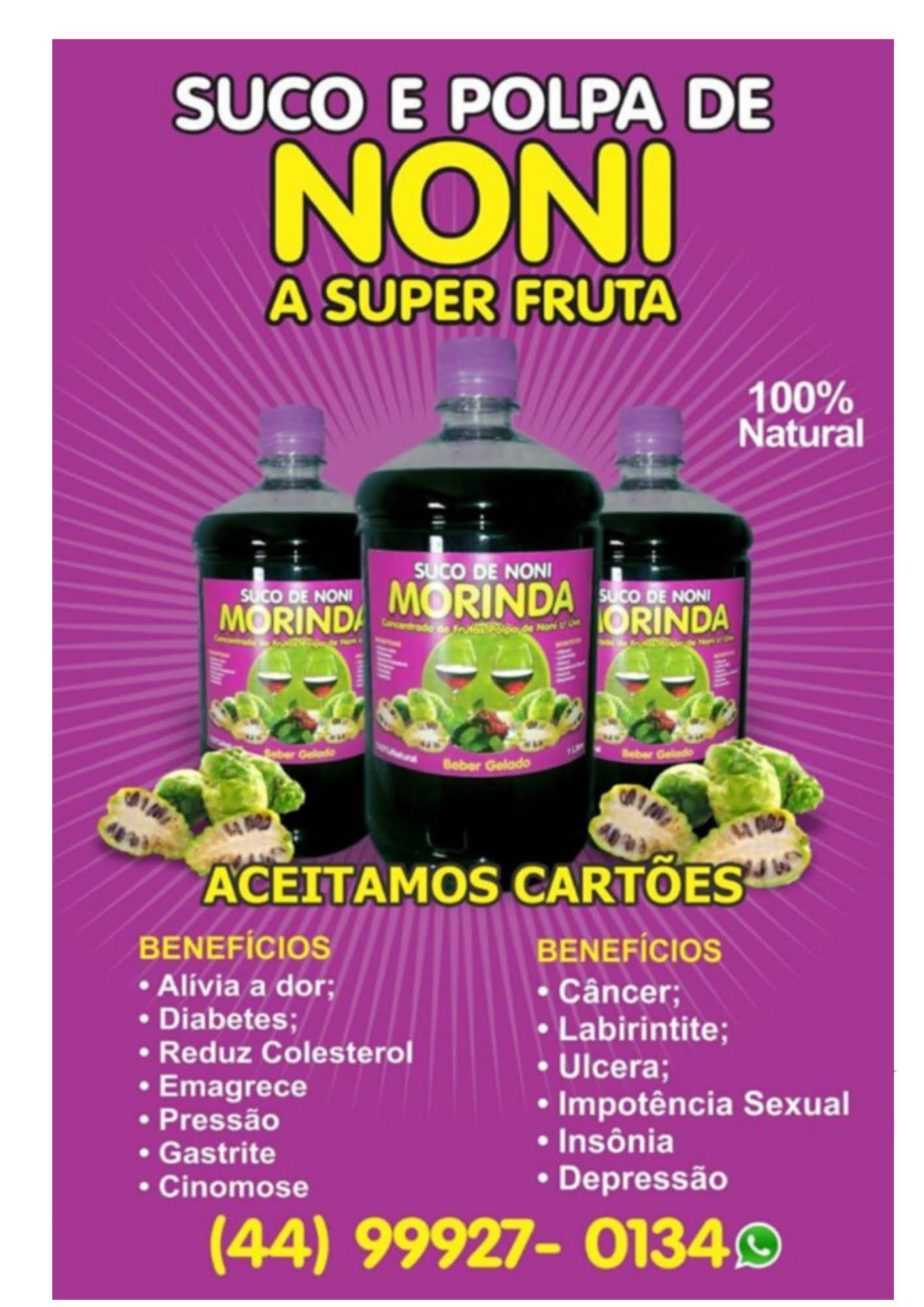 Fruta Noni Suco de Noni com Uva 100 Natural e Integral 3 Litros Envio