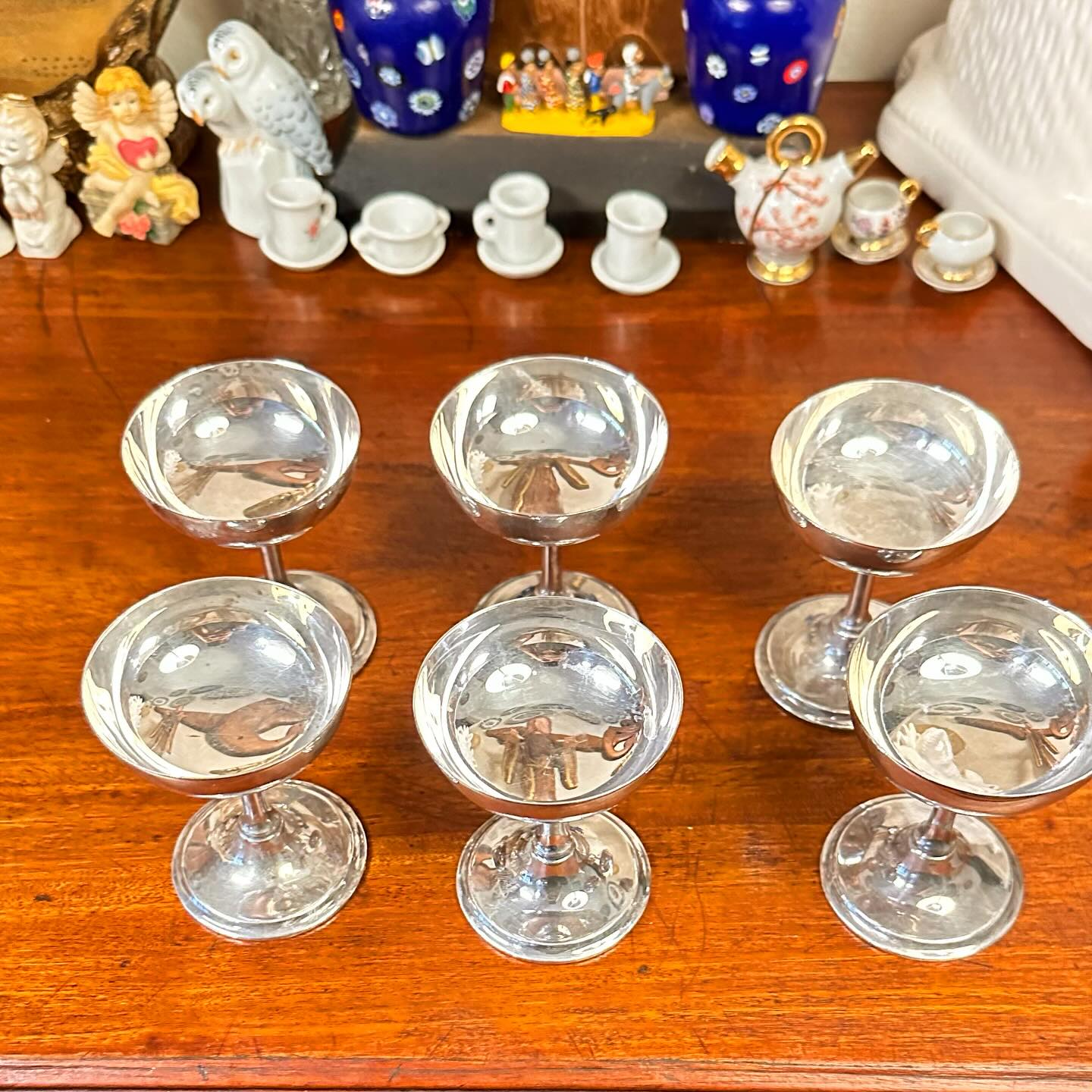 Antigo conjunto de taças em prata AEC Dônama Antiquário