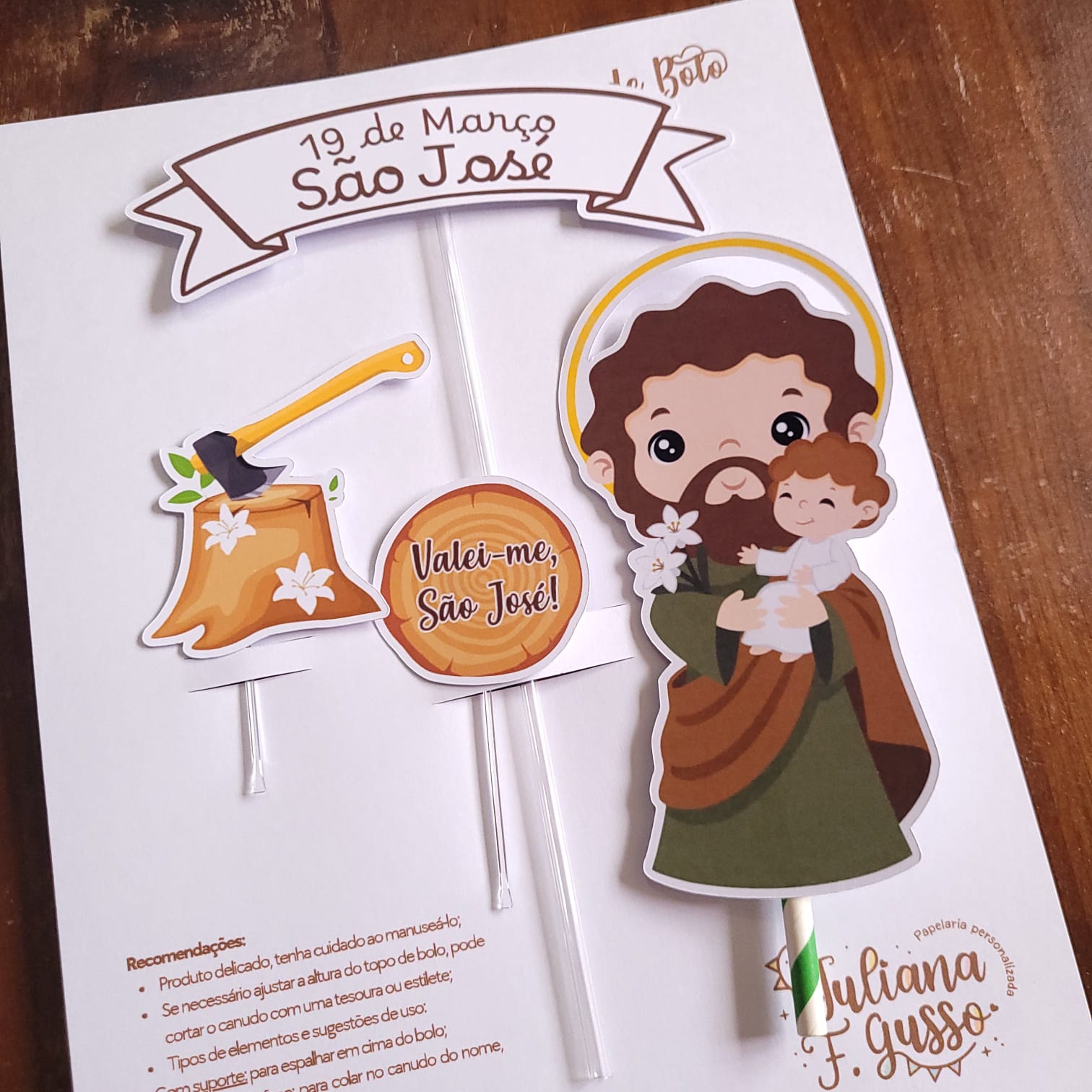 Topo de Bolo Simples - Juliana F Gusso - Papelaria Personalizada