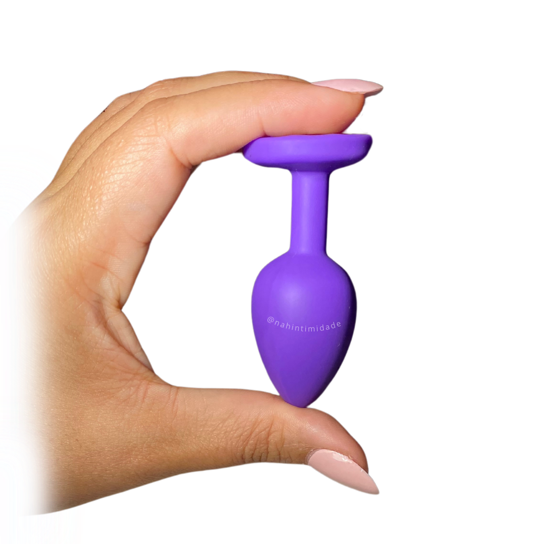 plug anal roxo Plug Anal Roxo de Silicone com Pedra Tamanho P Mega Import main image 1