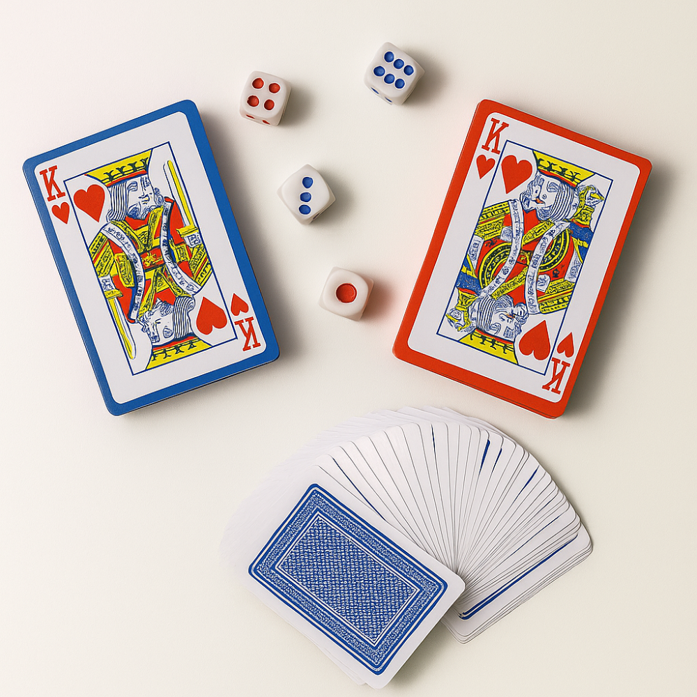 Kit de Jogos com Baralho 108 Cartas Dominó e 4 Dados - We commerce