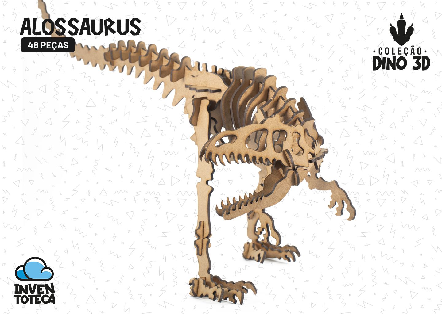 Jogo Dinossauro 3D - quebra-cabeça em madeira reflorestada