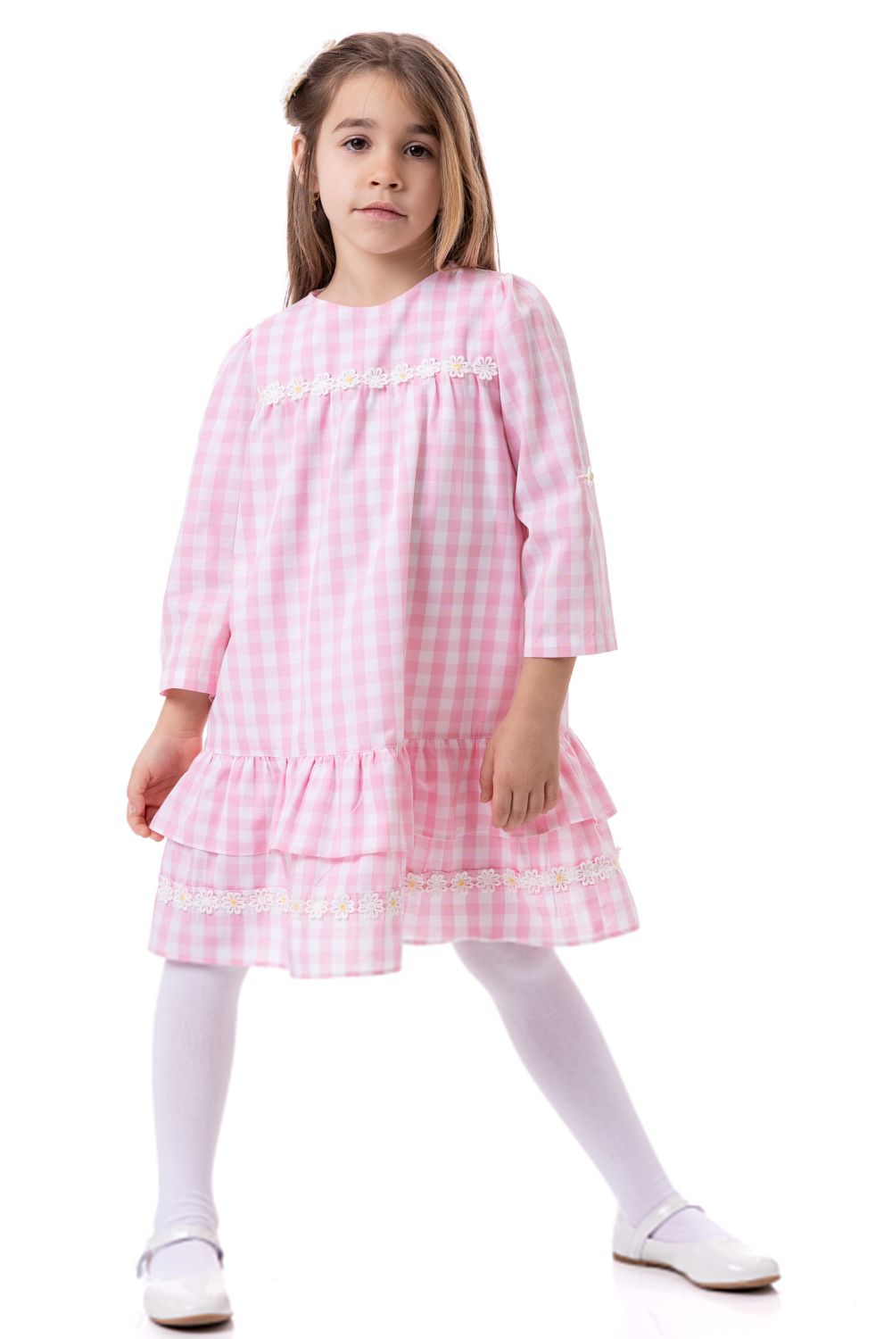 Vestido Infantil Barbie - Vichy Rosa - Little Closet