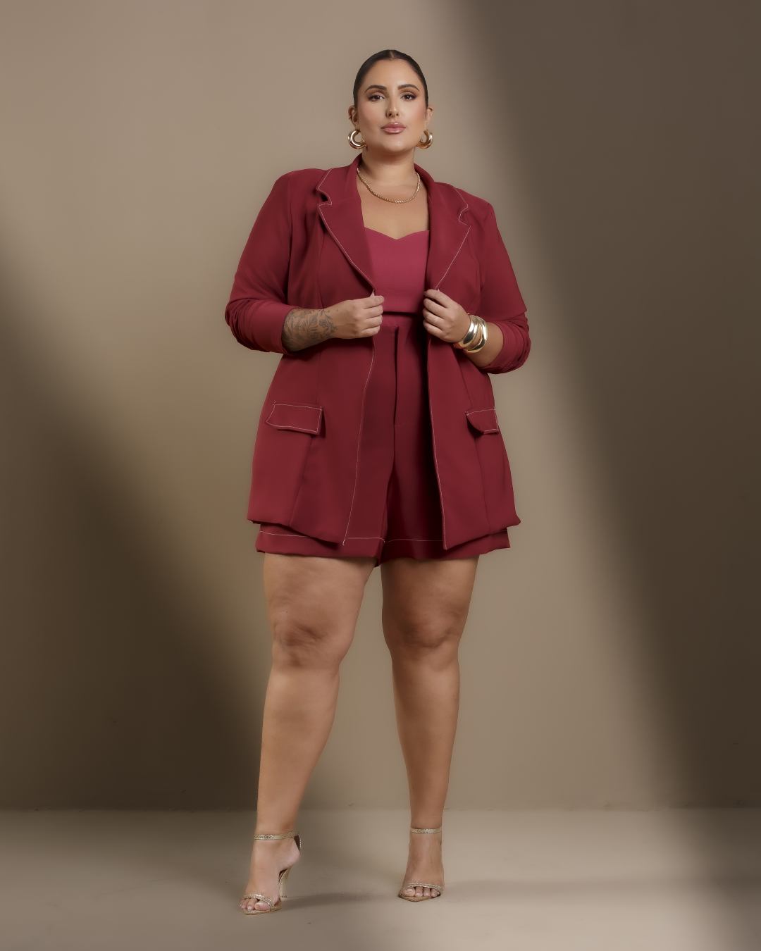 Blazer Suit Set Shorts And Blazer Set Plus Size Womens Clothing