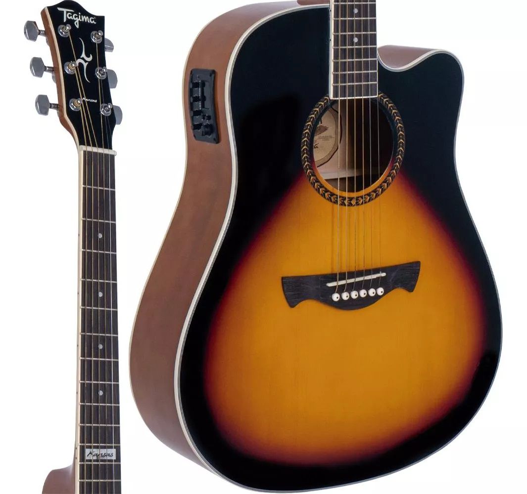 Violao Tagima Folk Aco Kansas Sunburst - Music Net Instrumentos Musicais
