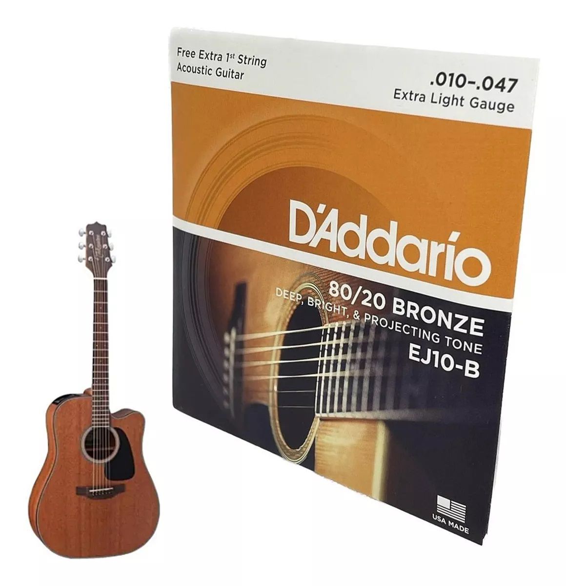 D'Addario PL010-5 Plain Steel Electric/Acoustic Guitar Strings 5-Pack