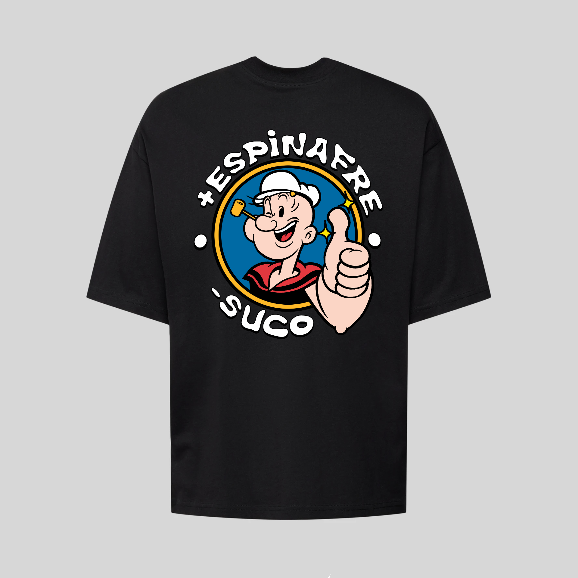 Camiseta Oversized Academia Masculina Popeye +Espinafre -Suco