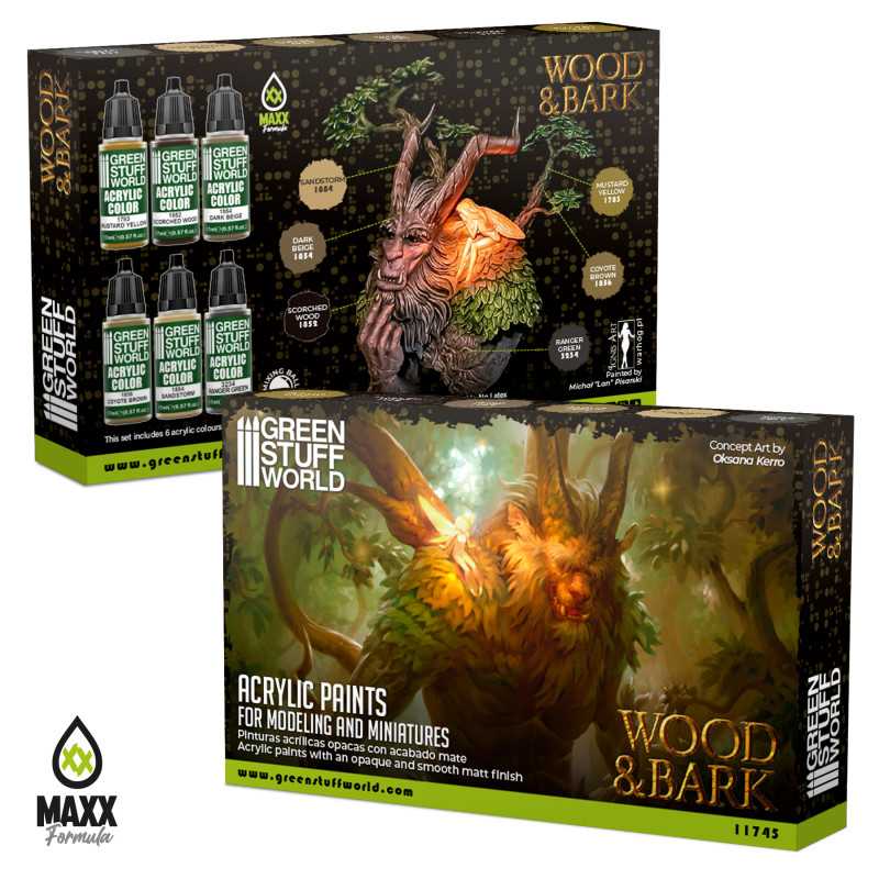 Conjunto Tintas Acrílicas WOOD & BARK - Green Stuff World (Box x6 17ml ...