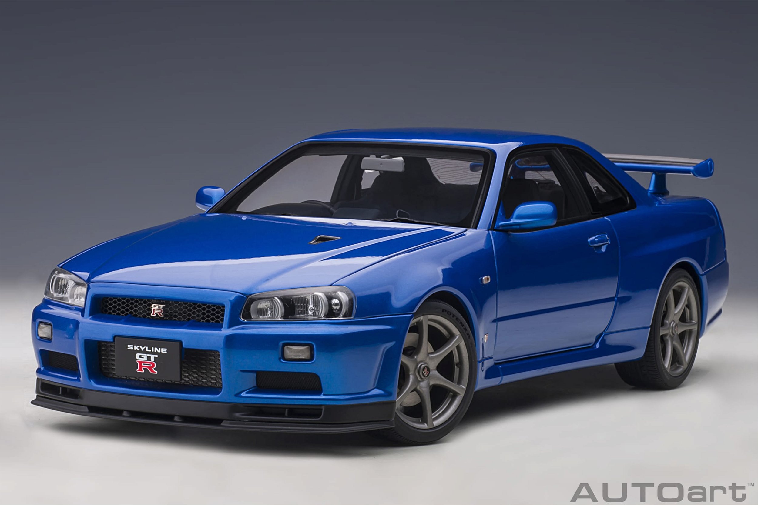 スカイライン GT-R 1/18 R34 skyline AUTOart Nissan Skyline GT-R (R34) V-Spec II 1:18 Autoart Azul - 19
