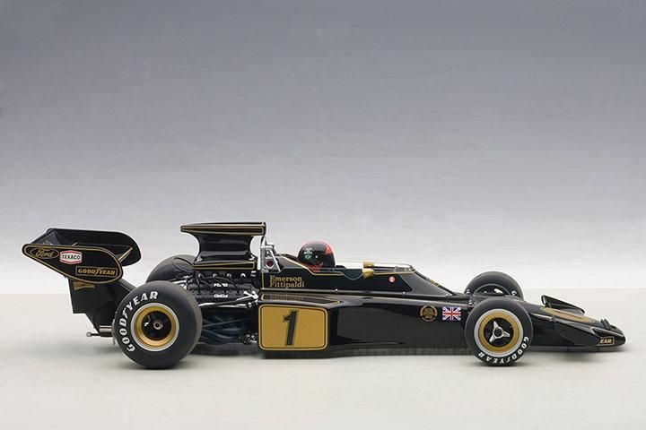 Modèle Réduit Autoart 1:18 Lotus Type 72E F1 1973 - Pilote Emerson Fittipaldi #1 - Neuf