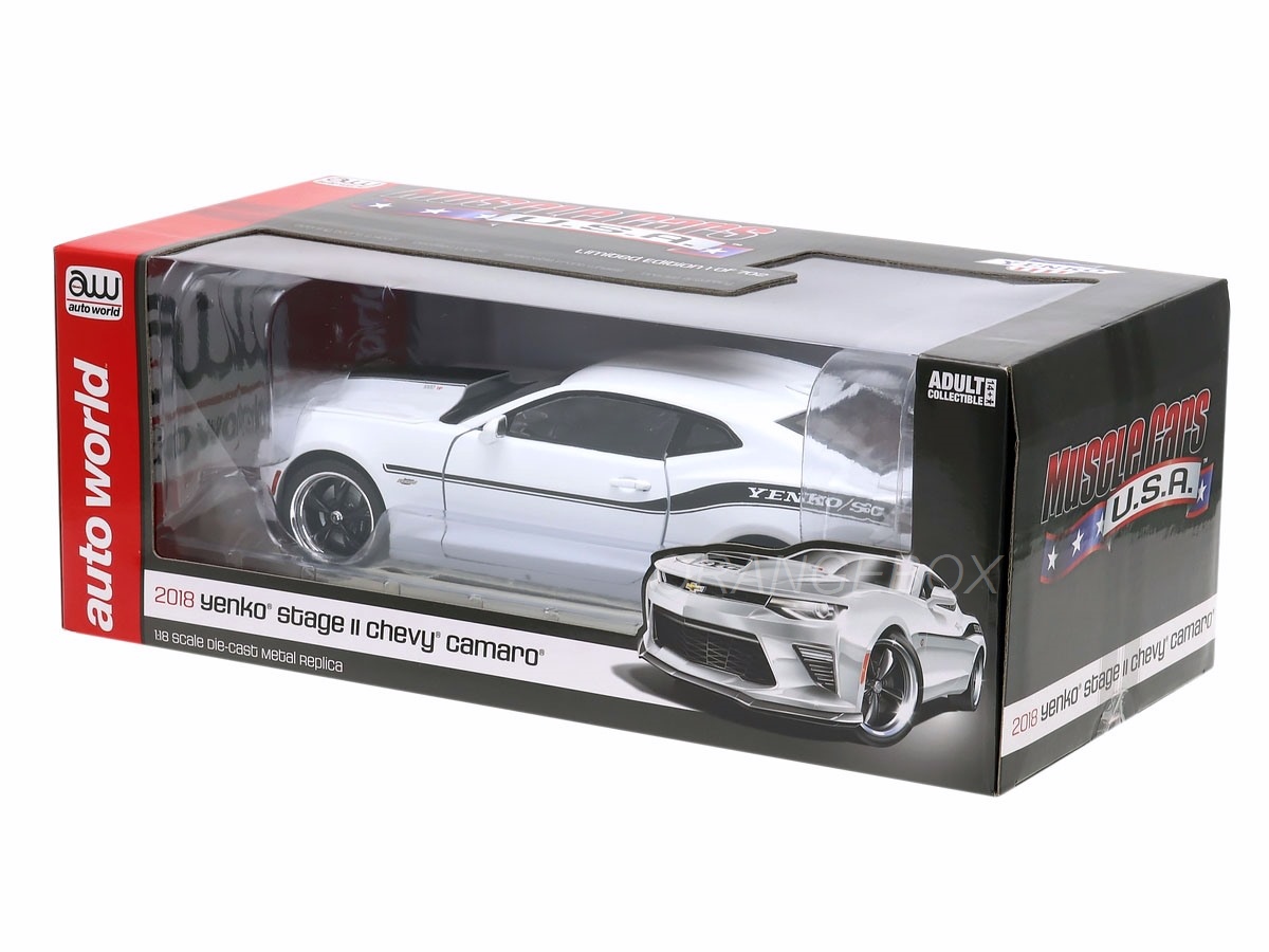 Chevrolet Camaro Yenko S/C 2018 1:18 Autoworld Branco c/ Preto