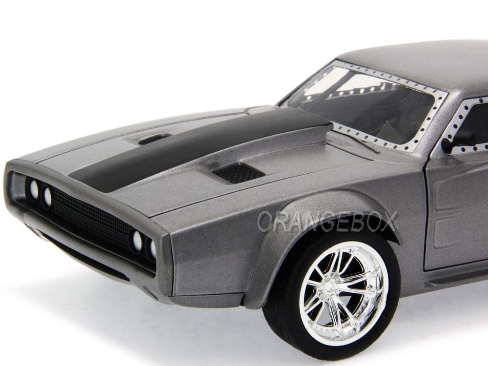 Voiture Miniature Jada 1/24 - Dom's Ice Charger F8 De Fast & Furious, Gris, Toit Dur - Réf. 98291