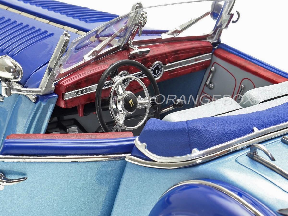 Miniature Sunstar 1/18 - Horch 855 1939 Argent Et Bleu - Série Rétro