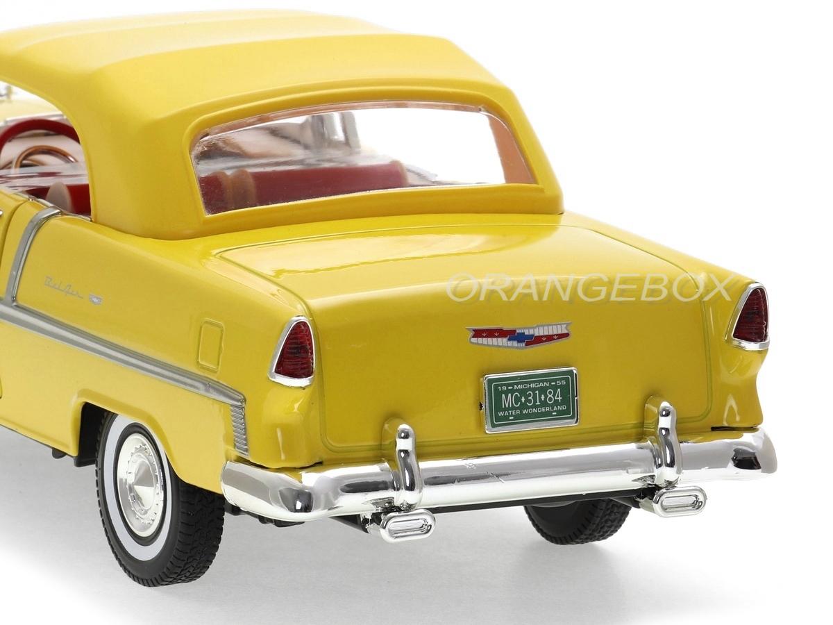 ミニカー '55 CHEVY BEL AIR Chevrolet Bel Air 1955 Convertible Soft Top Motormax 1:18 Amarelo