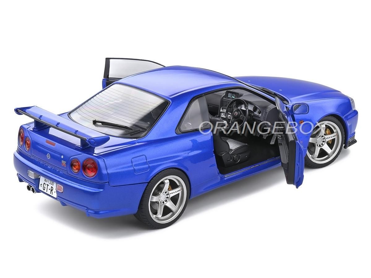 スカイライン GT-R R34 SOLIDO 1/18【新品未開封】 Nissan Skyline GT-R (R34) 1999 1:18 Solido Azul - 19 anos! Loja on