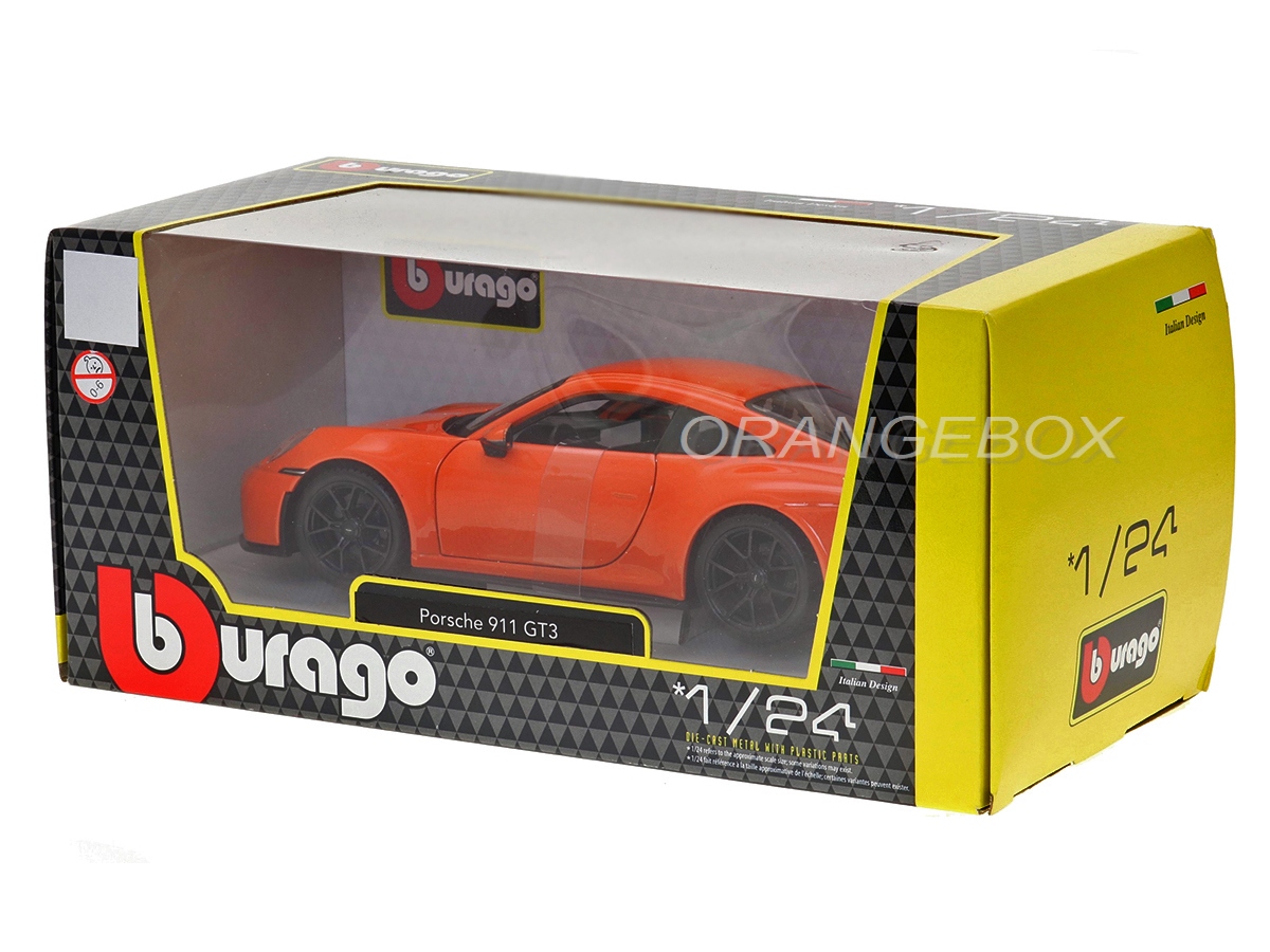 Porsche 911 GT3 (992) 2021 1:24 Bburago Laranja - 19 anos! Loja on