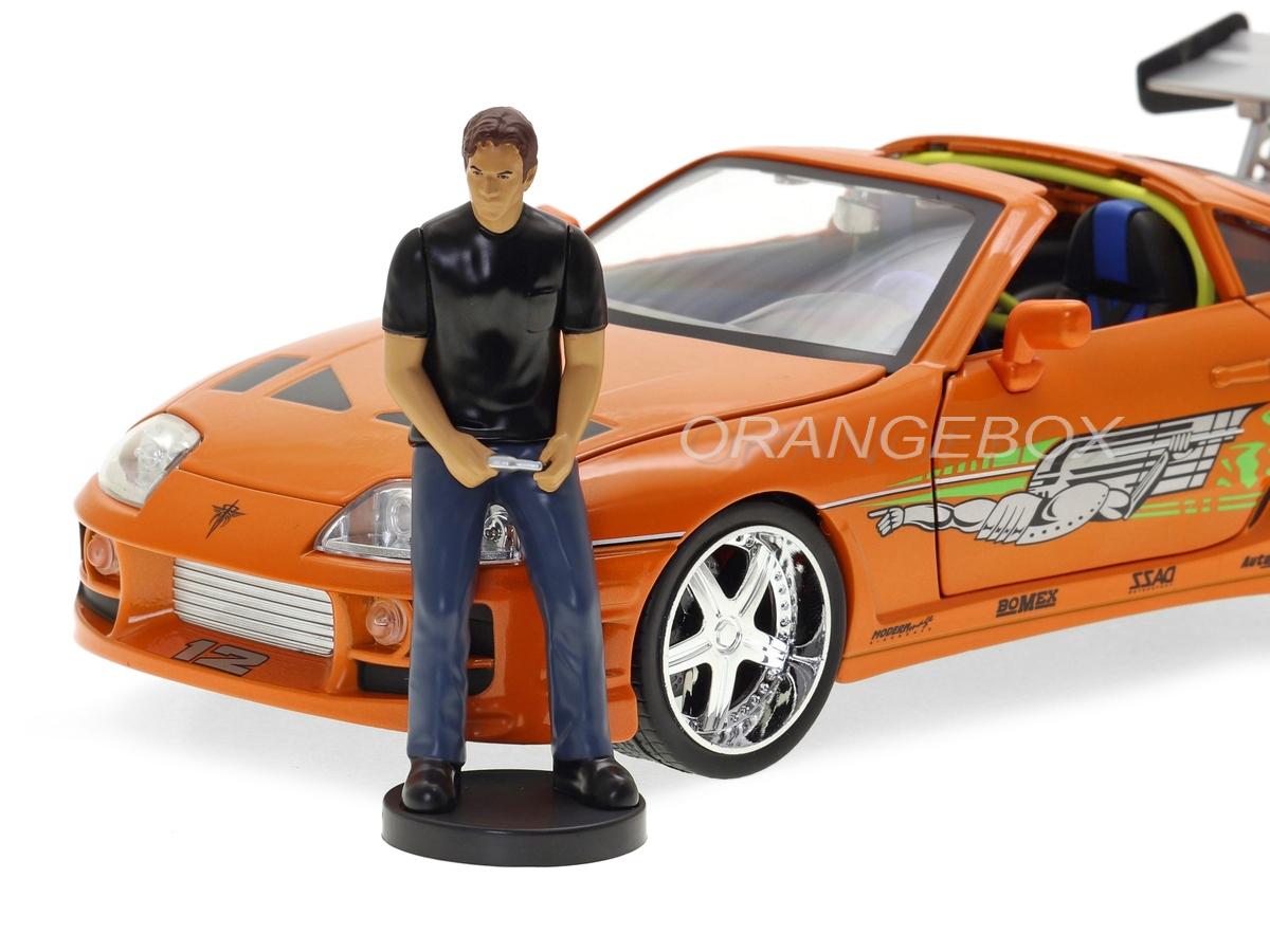 ミニカー JADA FAST&FURIOUS Brian's TOYOTA SUPRA Toyota Supra 1995 Velozes e Furiosos + Figura Brian Jada Toys 1:18