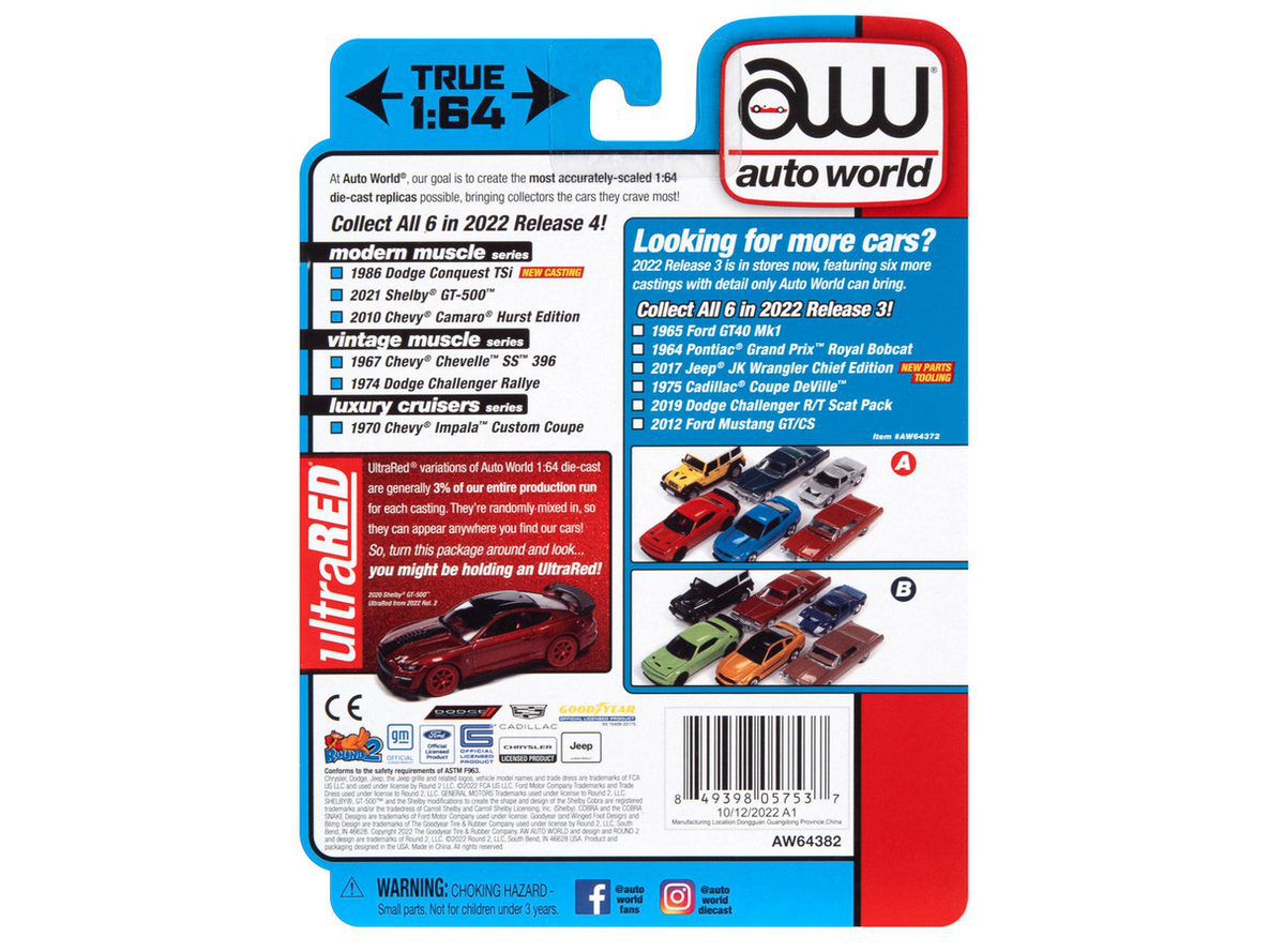 Chevrolet Camaro Hurst 2010 Release 4A 2022 1:64 Autoworld Premium
