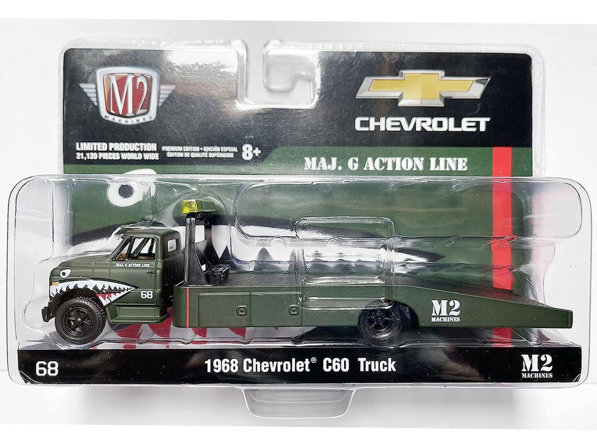 Chevy C60 1968 Flatbed Auto Trailers MAJ. G Action Line 1:64 M2