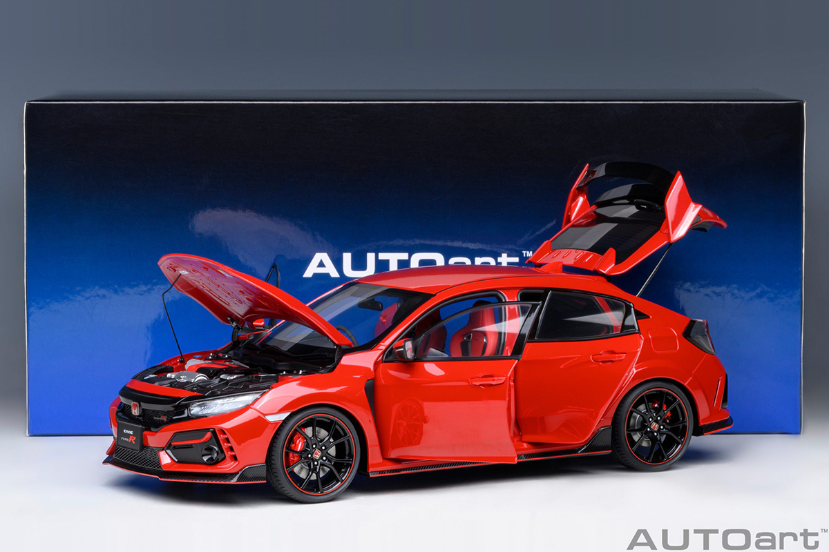 オートアート 1/18 ホンダ CIVIC TYPE R FK8 Honda Civic Type R (FK8) 2021 1:18 Autoart Vermelho - 19 anos