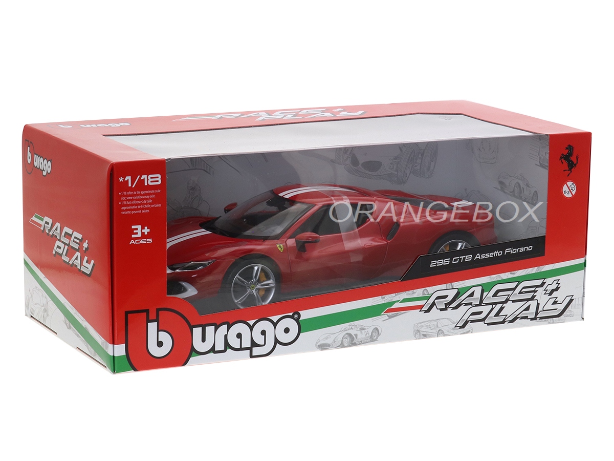 Ferrari 296 GTB Assetto Fiorano 1:18 Bburago Vermelho - 19 anos