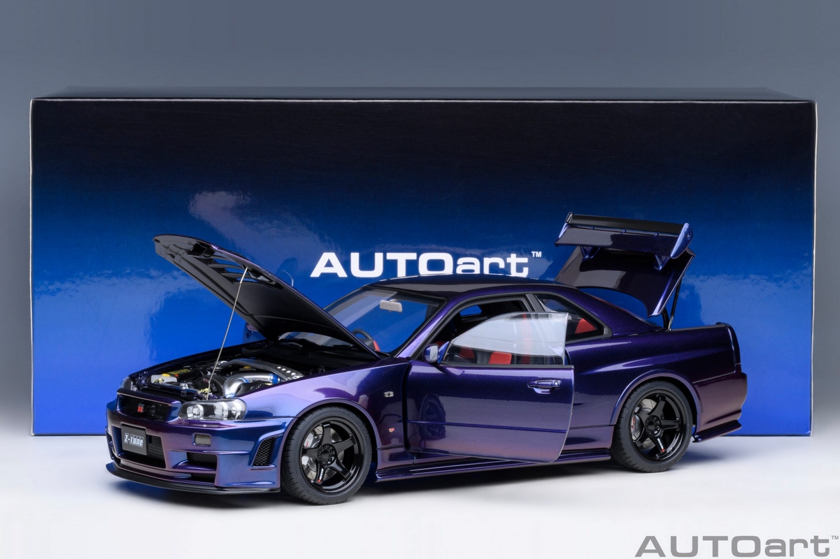 ミニカー NISMO SKYLINE GT-R S-TUNE(R34) Nissan R34 GT-R Z-Tune Nismo 1:18 Autoart Violeta - 19 anos
