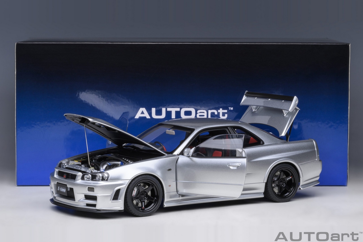PRÉ-VENDA *** Nissan R34 GT-R Z-Tune Nismo 1:18 Autoart Prata - 19 PRÉ-VENDA *** Nissan R34 GT-R Z-Tune Nismo 1:18 Autoart Prata - 19