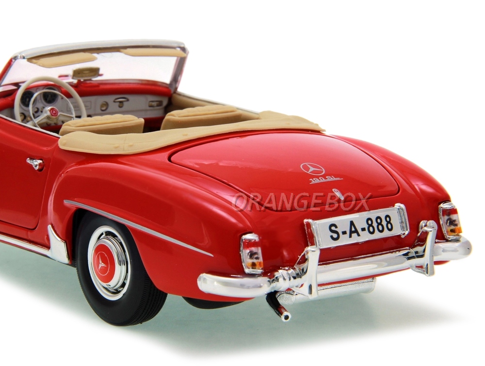 Maisto 1/18 Mercedes Benz 190 SL 1955 - Modèle Réduit Rouge Moulé Sous Pression