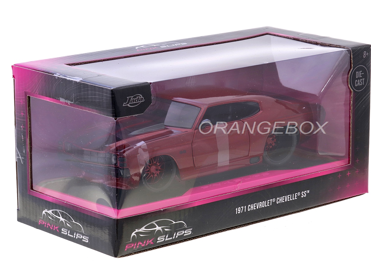 JADA 35191 MINIATURE CHEVROLET CHEVELLE SS RED PINK SLIPS 19... 1/24