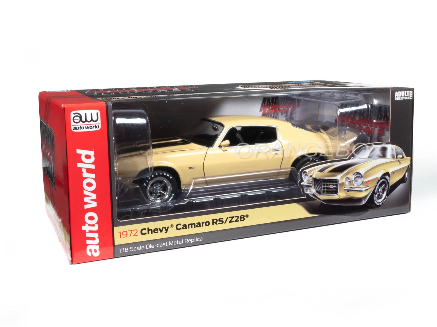 Chevrolet Camaro RS Z28 1972 1:18 Autoworld Amarelo - 19