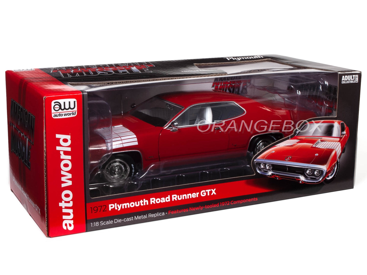 Plymouth Road Runner GTX 1972 1:18 Autoworld Vermelho - 20 anos